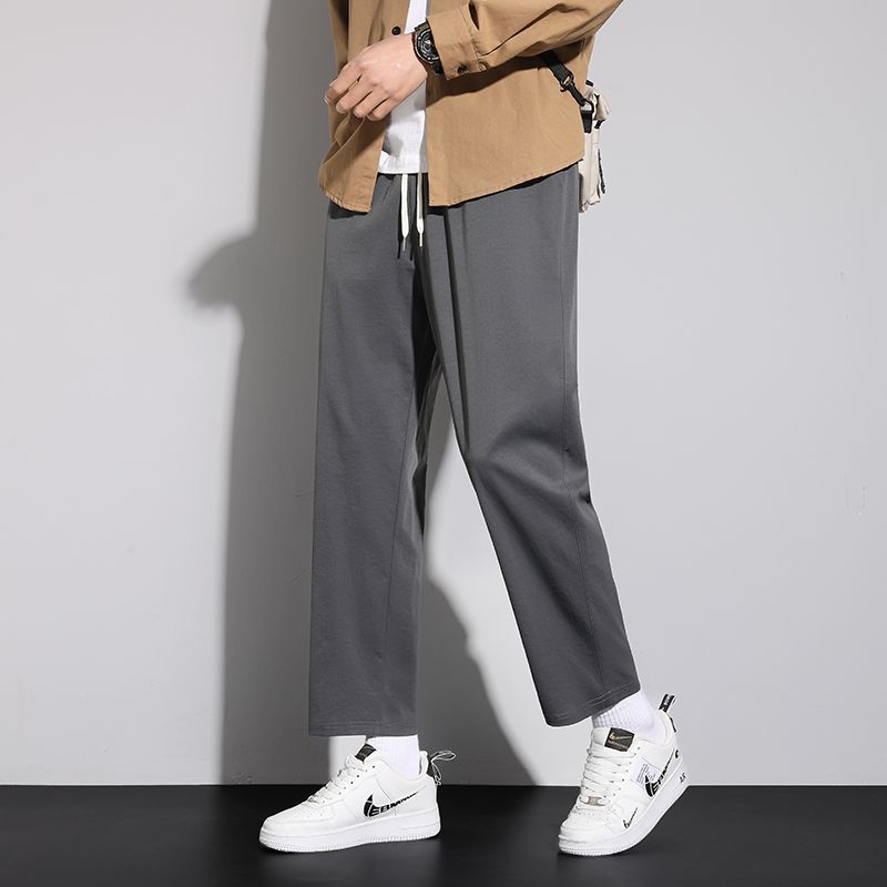 褲子男新款春秋潮流寬鬆百搭休閒直筒褲男生九分褲夏季闊腿褲薄款