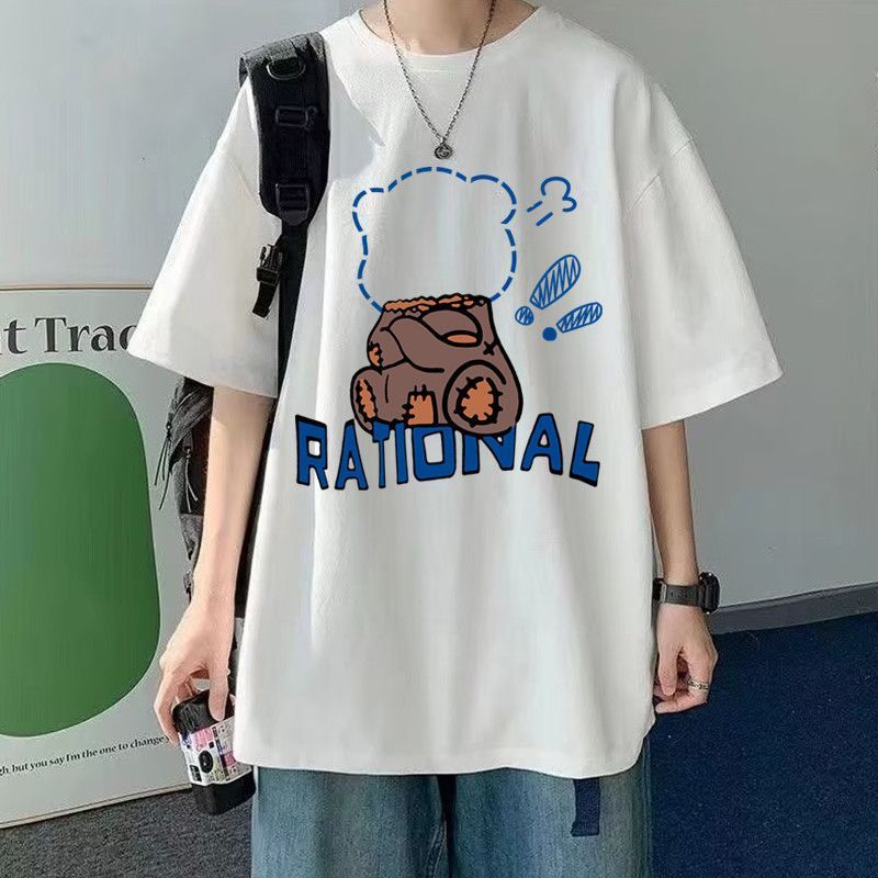 【單件/套裝】休閒百搭潮流寬鬆印花短袖T恤+短褲兩件套裝