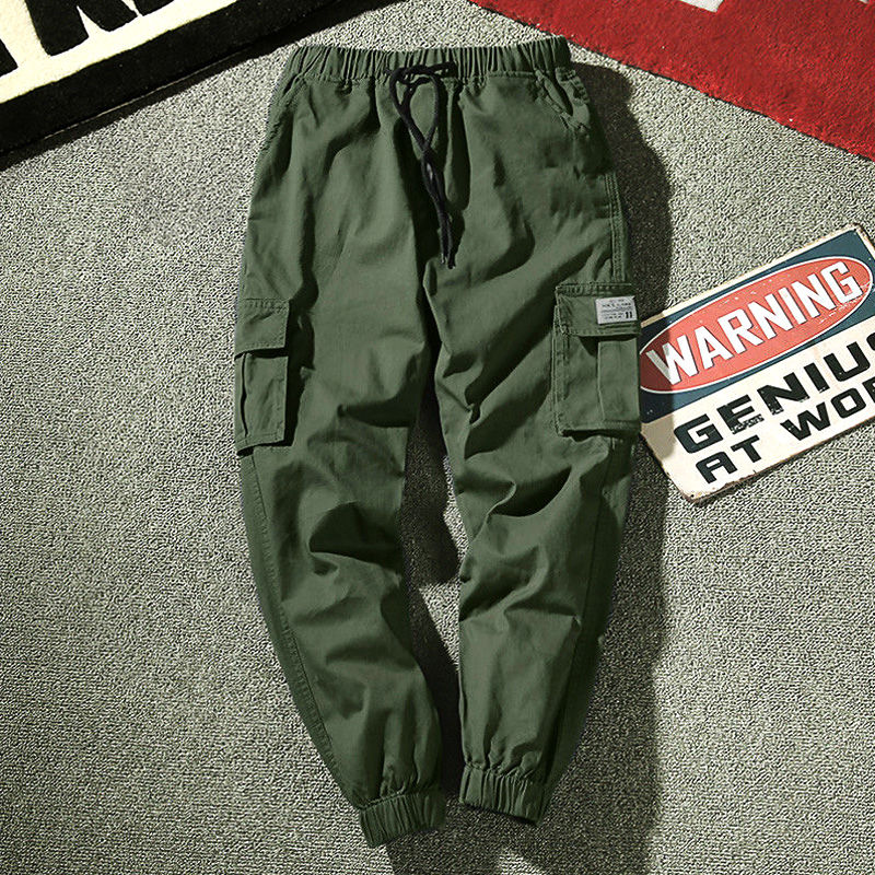 韓版多口袋系帶束腳工裝褲褲裝