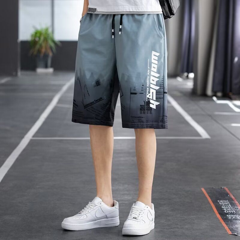 短褲男士夏季薄款冰絲五分褲涼感速乾休閒沙灘褲寬鬆運動褲男