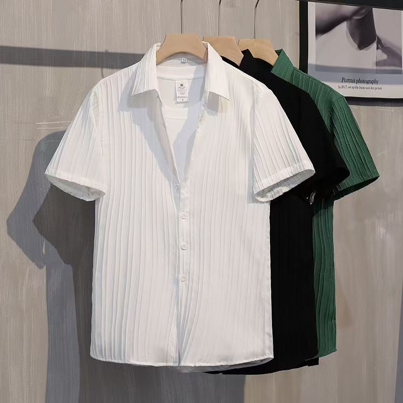 薄款韓版修身潮流帥氣休閒透氣免燙短袖襯衫
