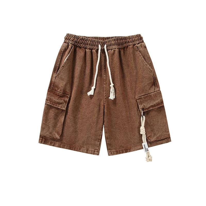 【單件/套裝】美式復古寬鬆休閒短袖T恤+鬆緊腰寬鬆短褲兩件套裝