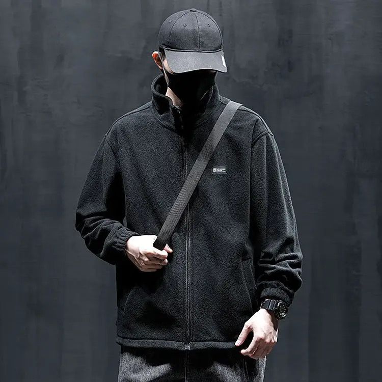 立領夾克寬鬆百搭情侶搖粒絨運動休閒外套