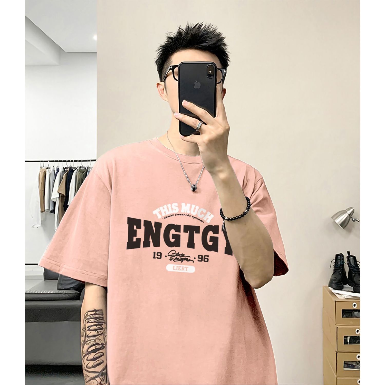 【單件/套裝】日系帥氣潮流純棉五分短袖T恤+寬鬆工裝短褲兩件套裝