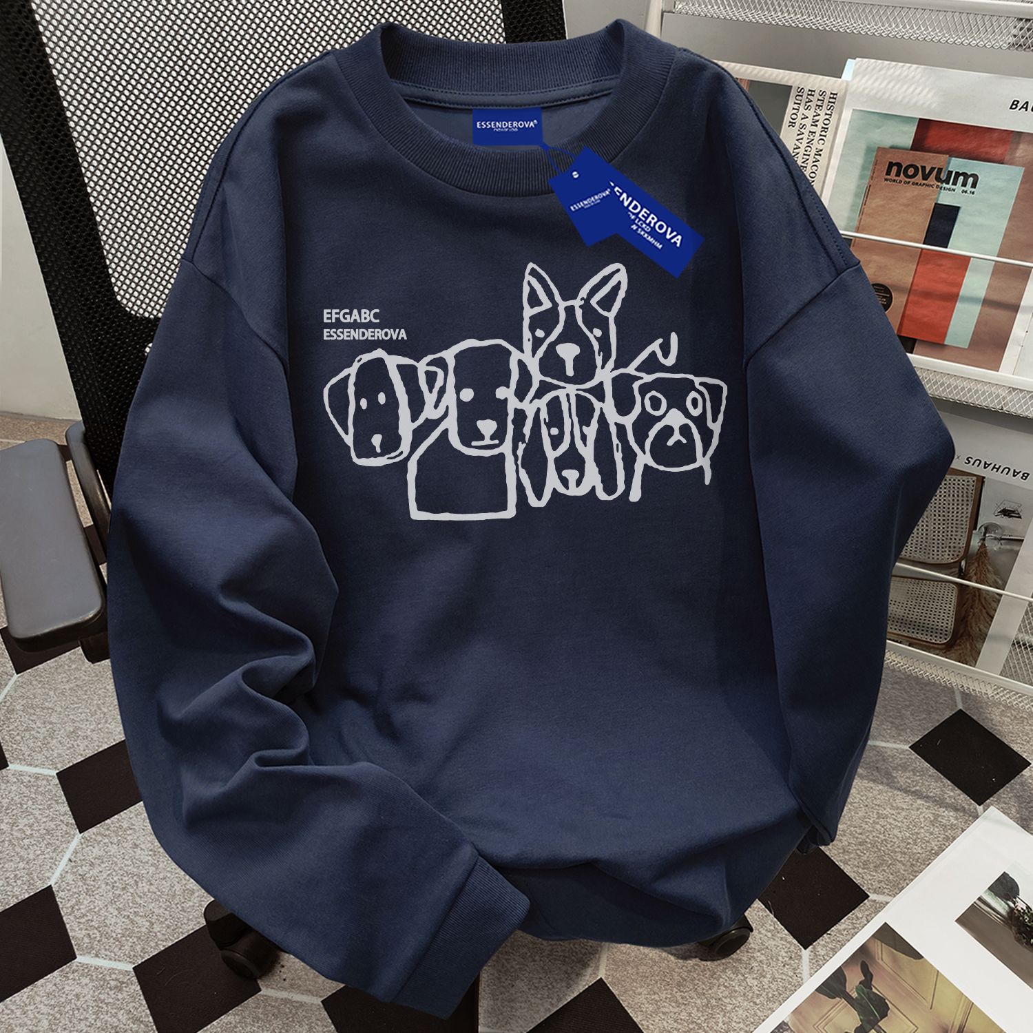 美式慵懶風高級休閒百搭設計感純棉長袖t恤