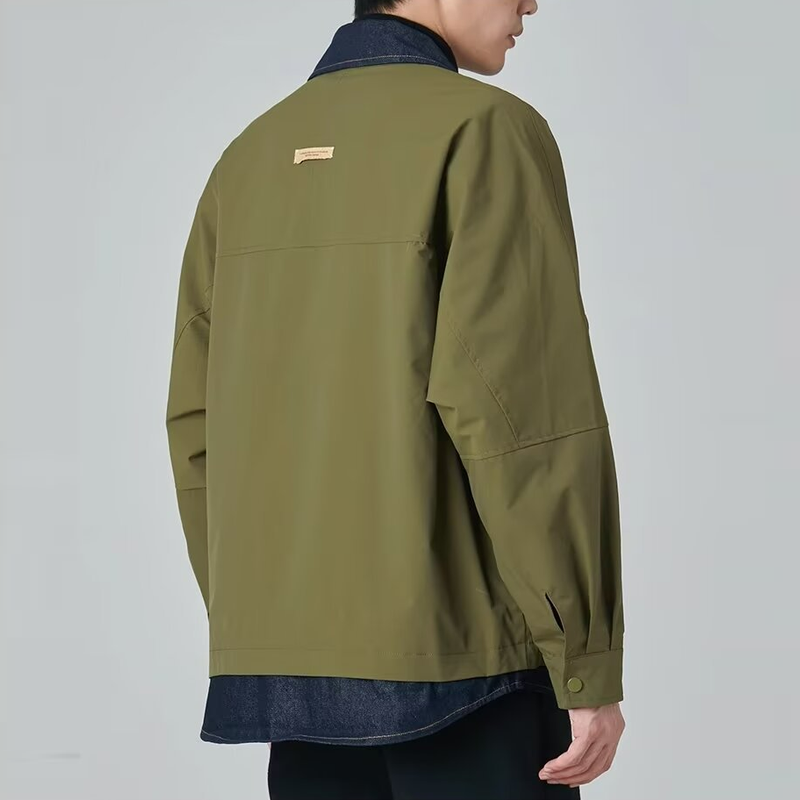 假兩件設計感潮牌寬鬆翻領夾棉夾克外套