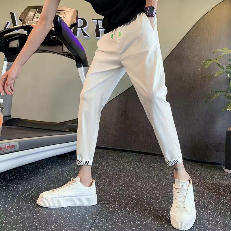休閑高級感痞帥九分修身小腳褲