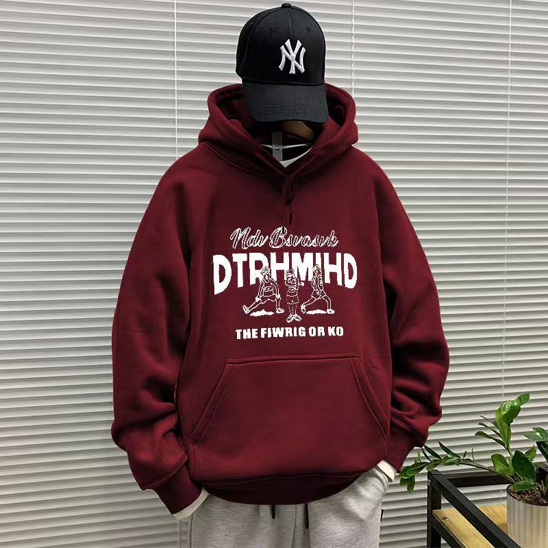 薄款/刷毛加厚圖案字母潮流寬鬆百搭連帽T