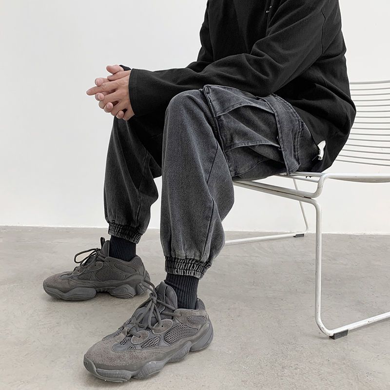 韓版百搭潮流牛仔束腳褲闊腿褲裝