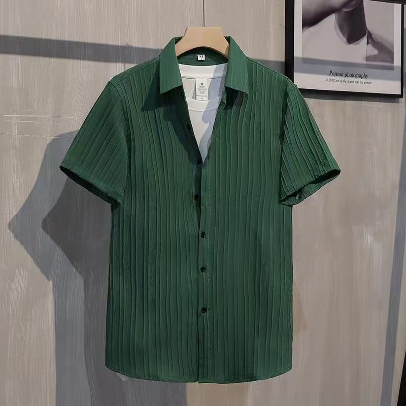 薄款韓版修身潮流帥氣休閒透氣免燙短袖襯衫