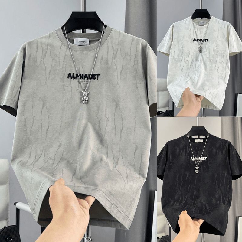 時尚透氣百搭高端扎染涼感休閒質感短袖T恤