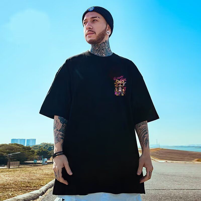 日系大碼潮流寬鬆印花嘻哈情侶裝短袖T恤