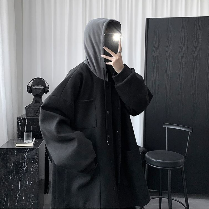 【單件/套裝】中長款夾棉連帽毛呢外套+黑色高領毛衣+加絨百搭西褲三件套裝