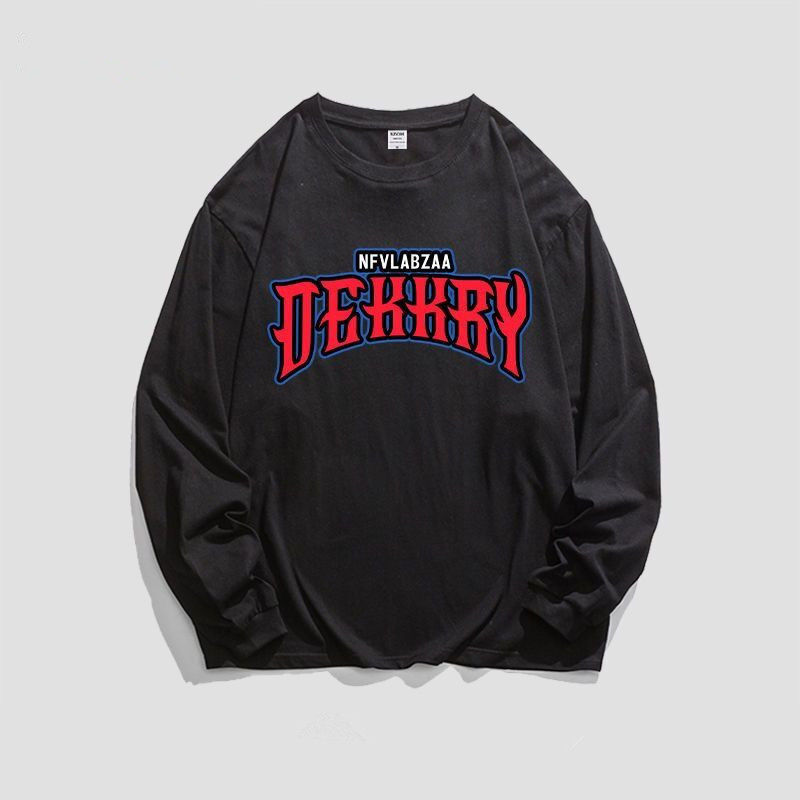 美式潮牌字母印花街頭情侶寬鬆百搭純棉長袖t恤