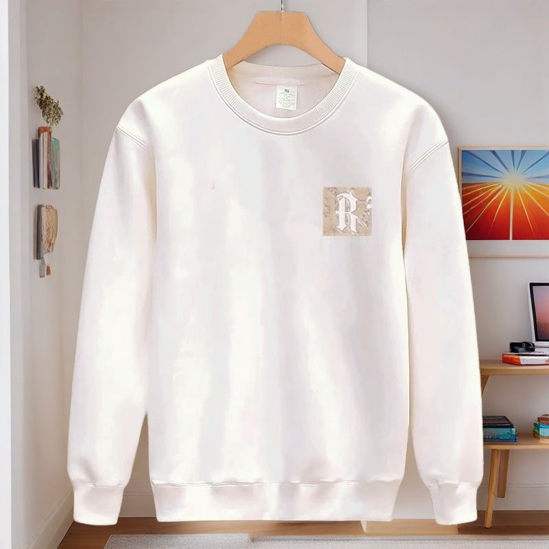 美式印花寬鬆刷毛加厚休閒圓領長袖T恤