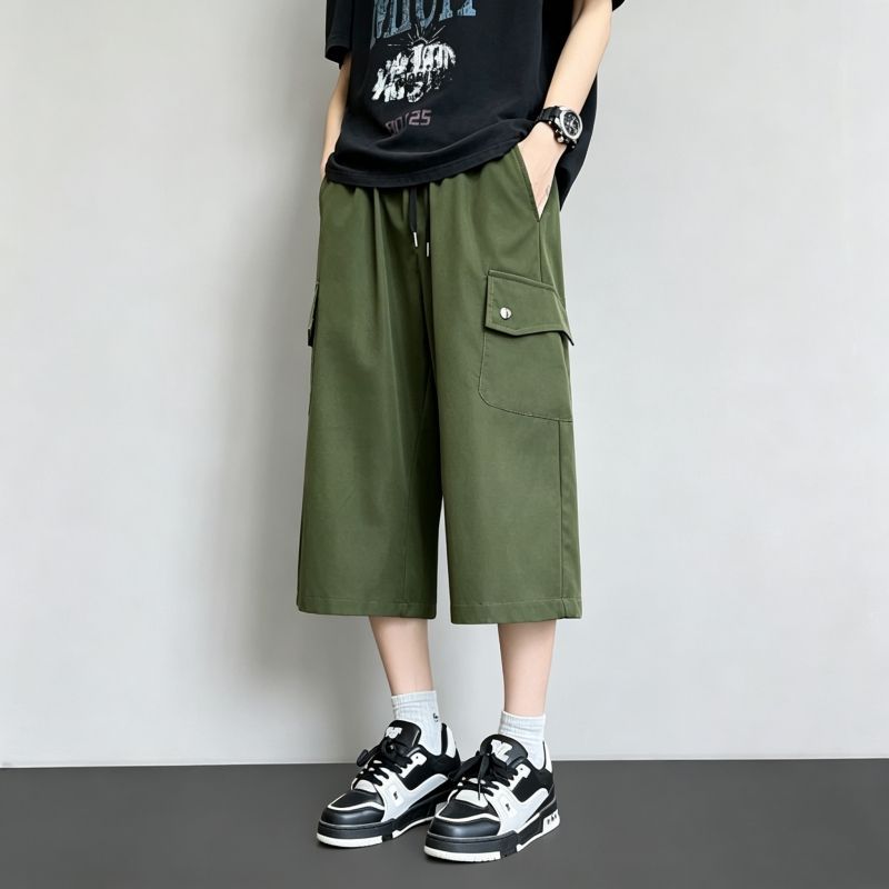 韓版男女薄款寬鬆大碼運動休閒七分工裝短褲