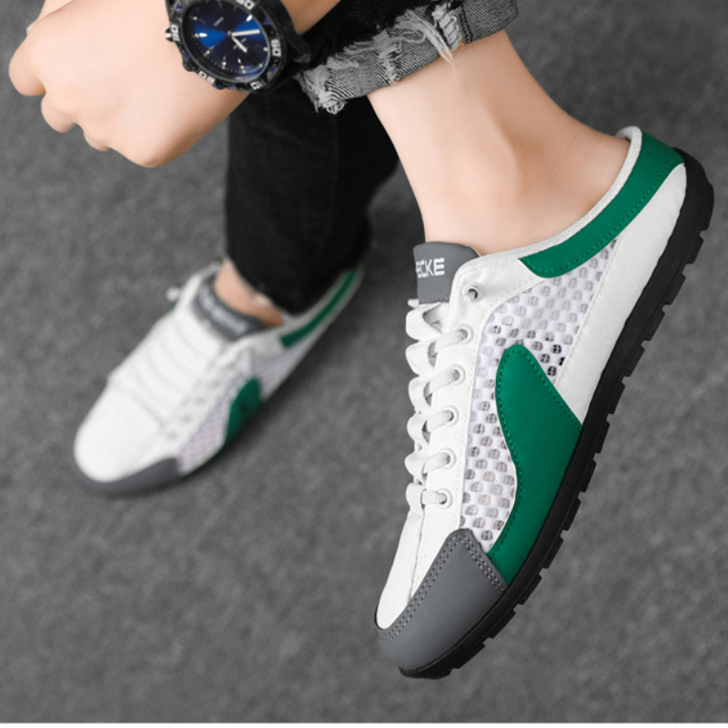 包頭半托鞋網面透氣一腳蹬懶人透氣網鞋