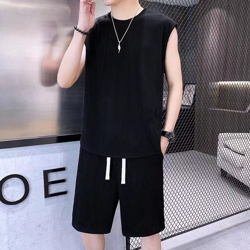 【單件/套裝】冰絲速乾休閒運動無袖背心+短褲兩件套裝