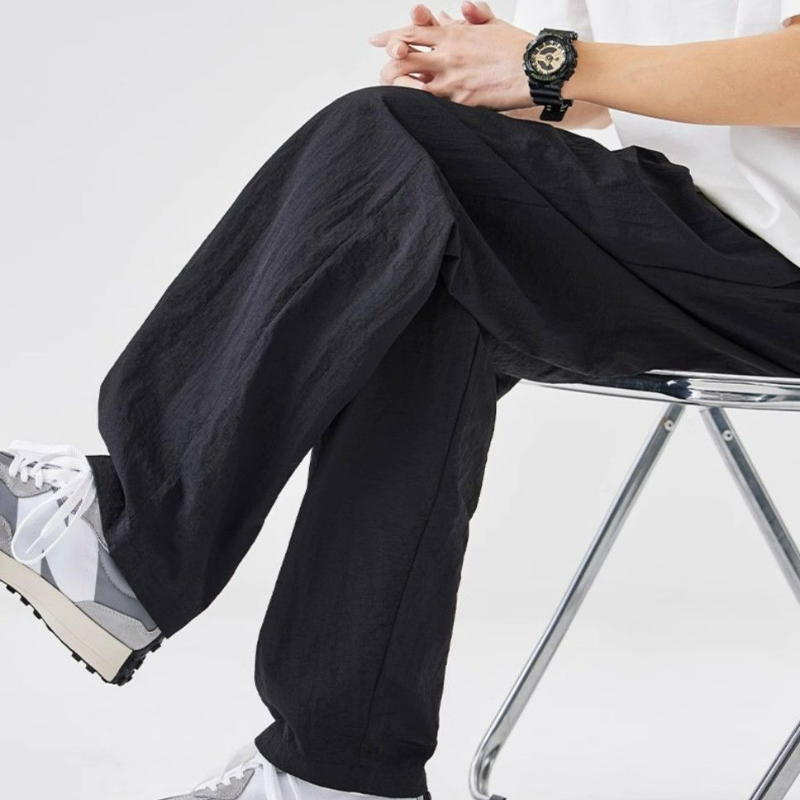薄款寬鬆直筒休閒闊腿工裝冰絲速乾運動褲