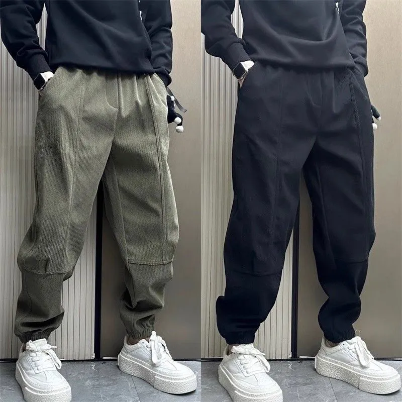 寬鬆運動休閒燈芯絨束腳褲