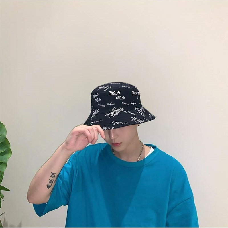 雙面戴黑色大頭圍嘻哈薄防曬網紅潮流漁夫帽