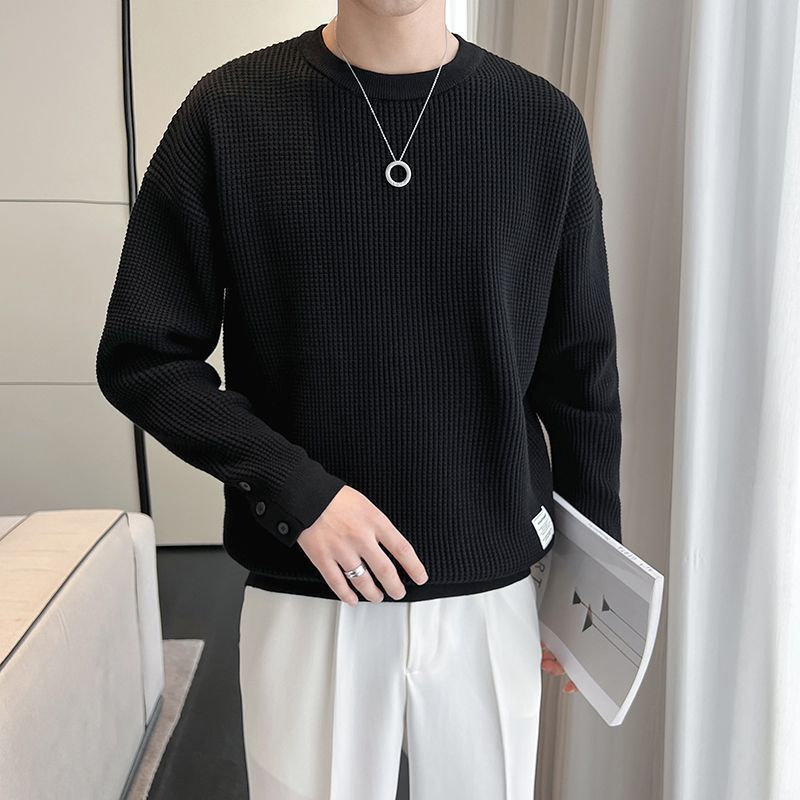 慵懶風高級感設計師款加厚內搭圓領長袖T恤