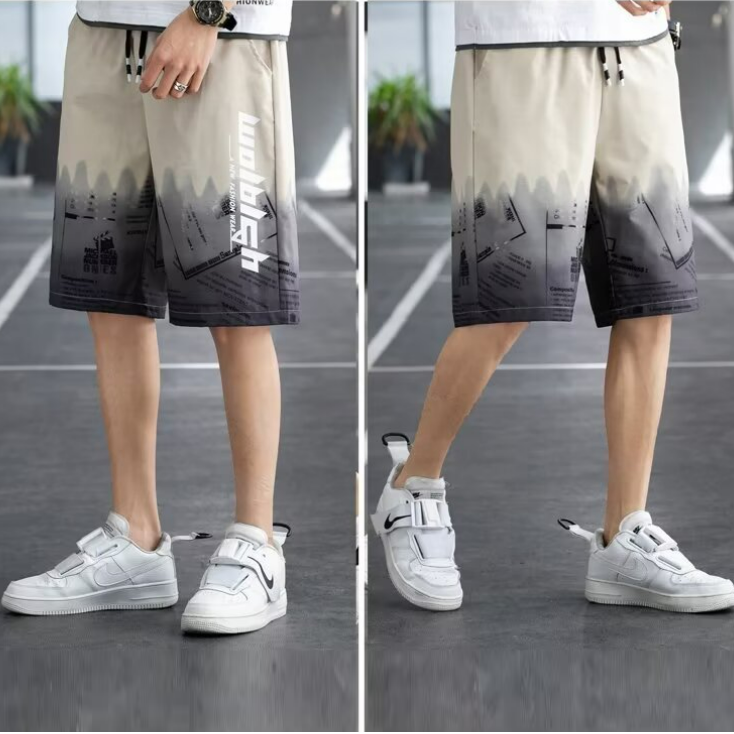 短褲男士夏季薄款冰絲五分褲涼感速乾休閒沙灘褲寬鬆運動褲男