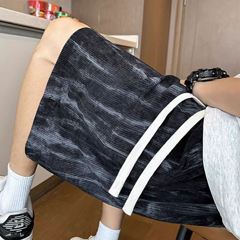 美式薄款扎染冰絲潮流五分寬鬆運動休閒短褲