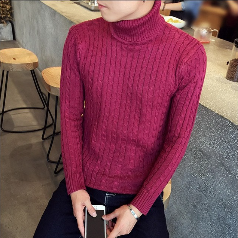 高領扭花毛衣韓版長袖針織衫