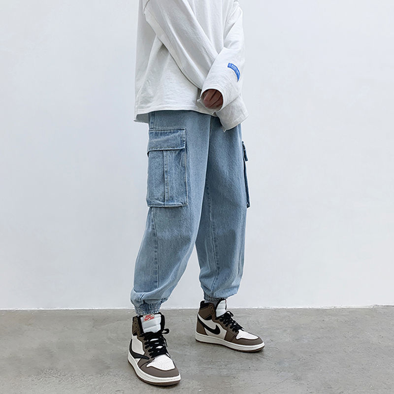 韓版百搭潮流牛仔束腳褲闊腿褲裝