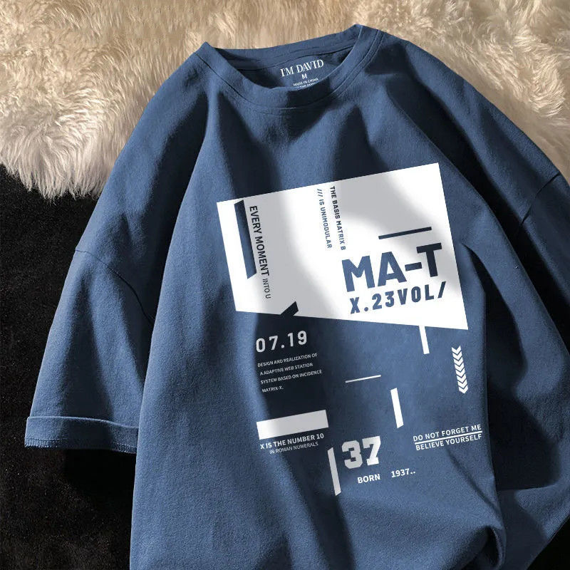 韓版潮流印花字母圓領短袖T恤