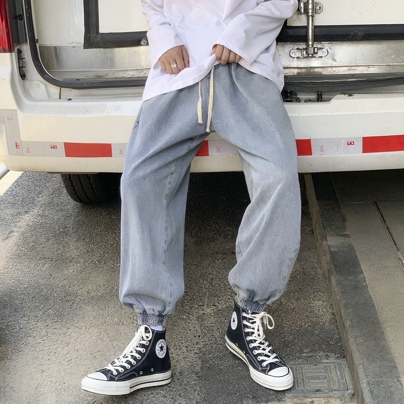 百搭潮流牛仔韓版束腳闊腿褲裝