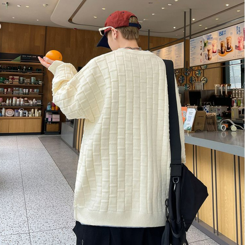 多巴胺假兩件寬鬆港風打底衫情侶針織毛衣