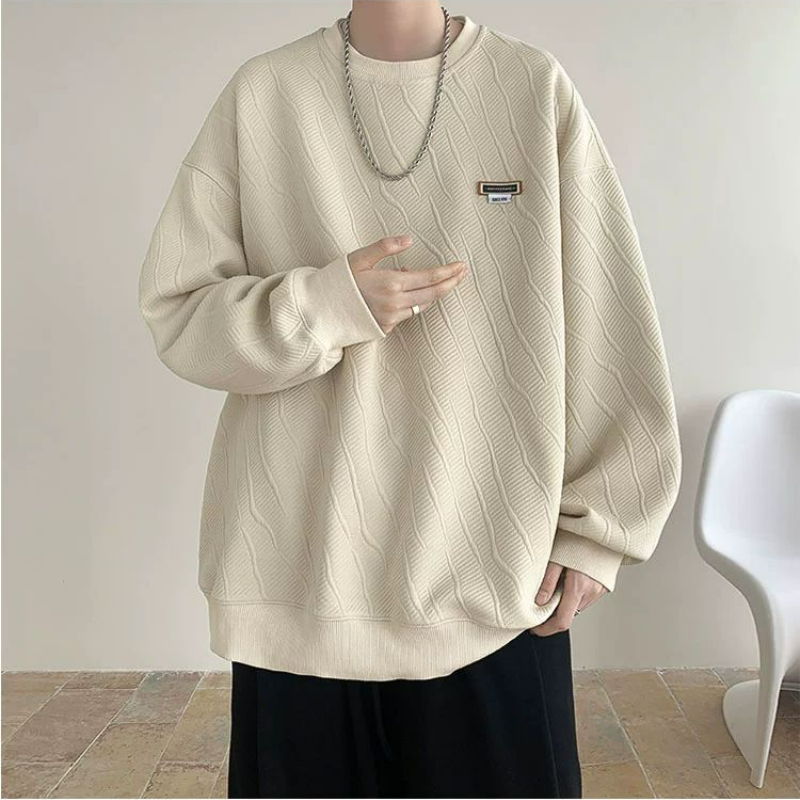 港味chic高街潮牌重磅肌理感圓領內搭長袖T恤