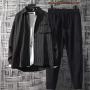 黑色襯衫+白色T恤+黑色長裤【三件套】