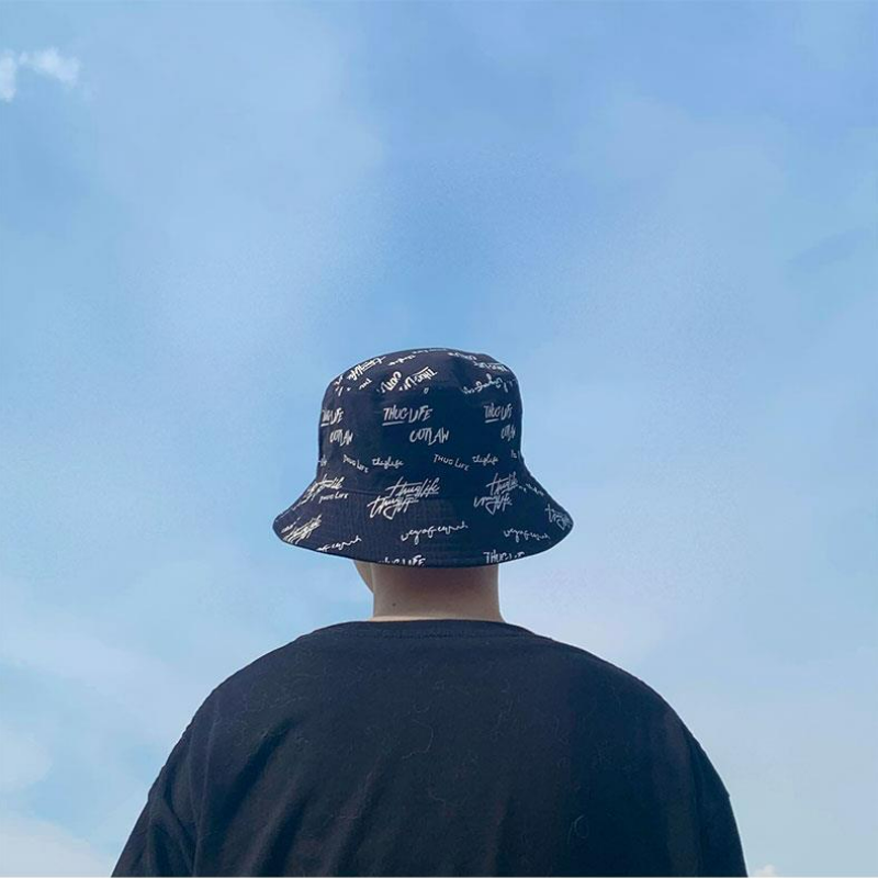 雙面戴黑色大頭圍嘻哈薄防曬網紅潮流漁夫帽