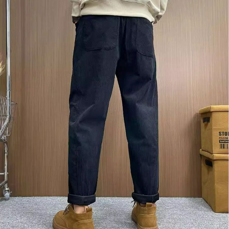 百搭帥氣寬鬆直筒燈芯絨細條休閒運動褲