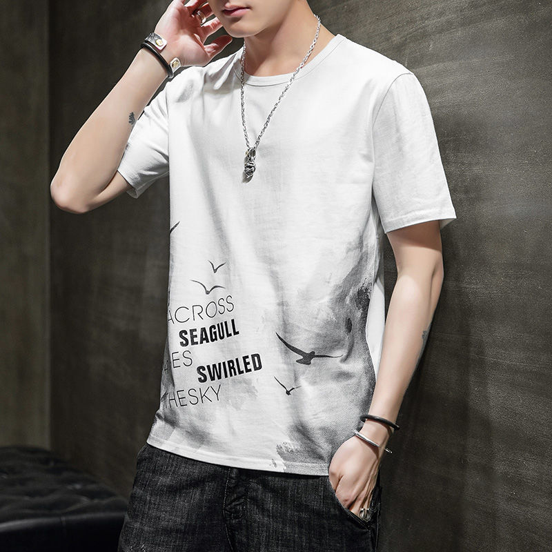 男士短袖t恤夏季潮流體桖寬鬆潮牌中國風青年男裝半袖丅恤上衣服