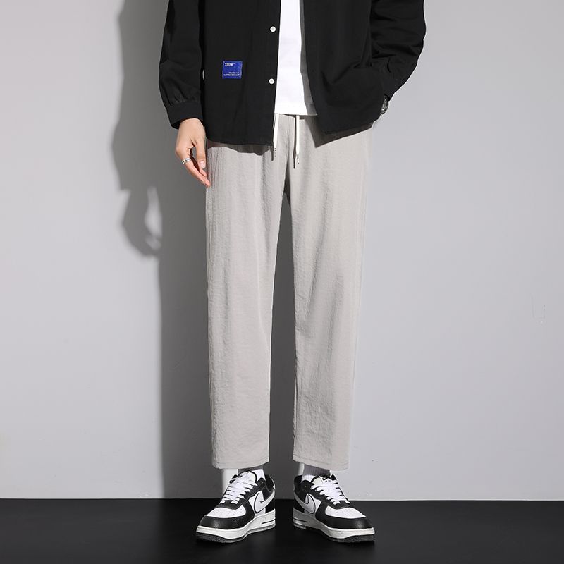 褲子男新款春秋潮流寬鬆百搭休閒直筒褲男生九分褲夏季闊腿褲薄款