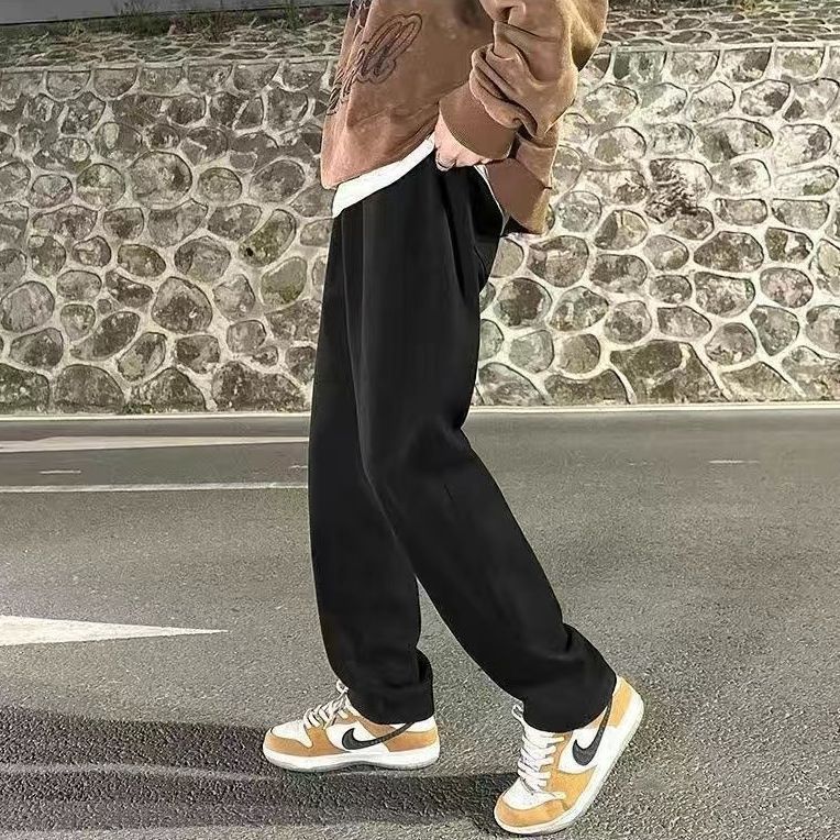 美式薄款寬鬆直筒潮流高街vibe闊腿黃泥牛仔褲