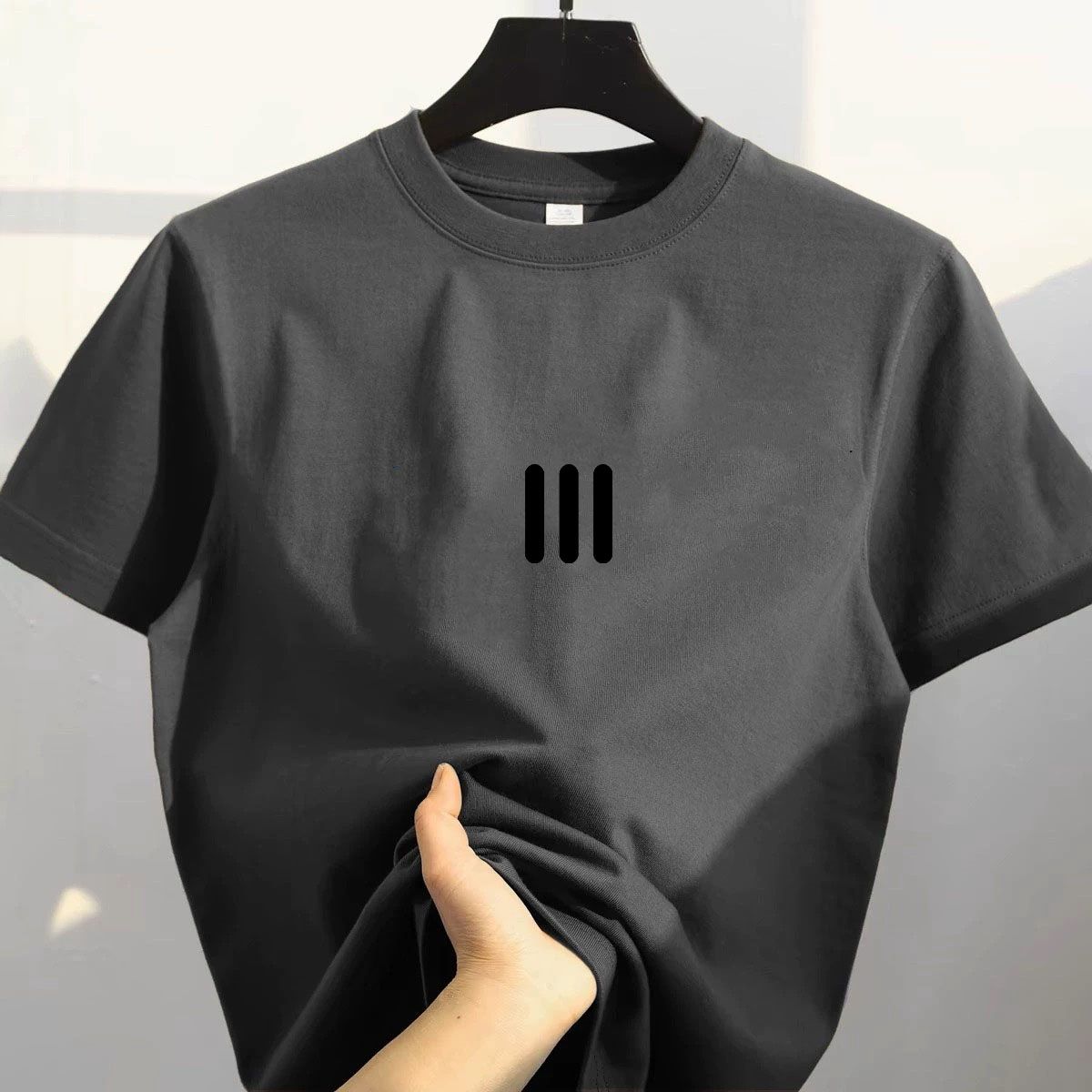 時尚簡約潮牌寬鬆圓領純棉印花短袖T恤