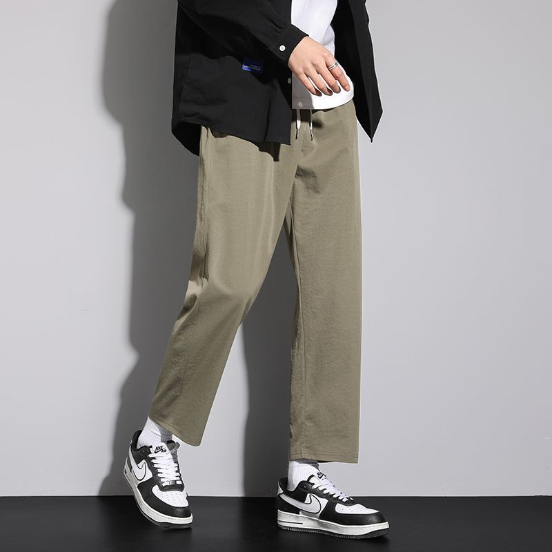 褲子男新款春秋潮流寬鬆百搭休閒直筒褲男生九分褲夏季闊腿褲薄款