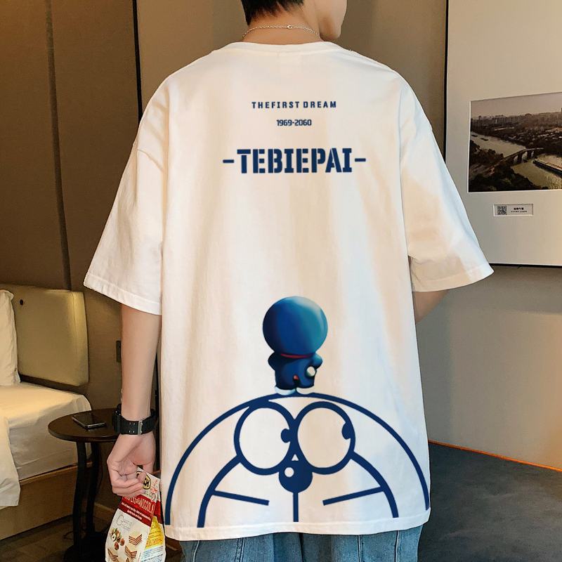哆啦a夢ins純棉情侶休閒寬鬆t恤短袖