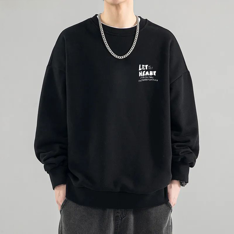 時尚潮流美式休閑圓領寬鬆薄款長袖T恤