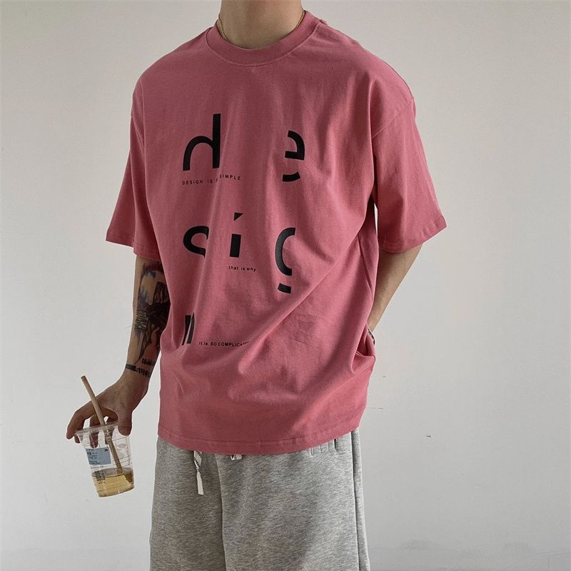 韓版潮流休閒寬鬆字母印花純棉短袖T恤