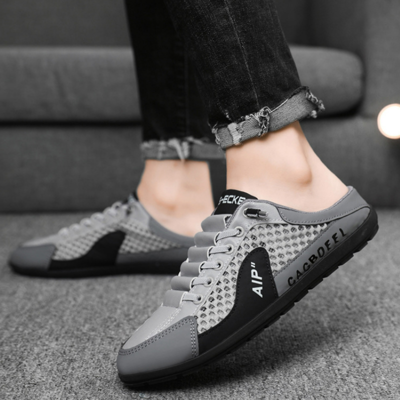 包頭半托鞋網面透氣一腳蹬懶人透氣網鞋