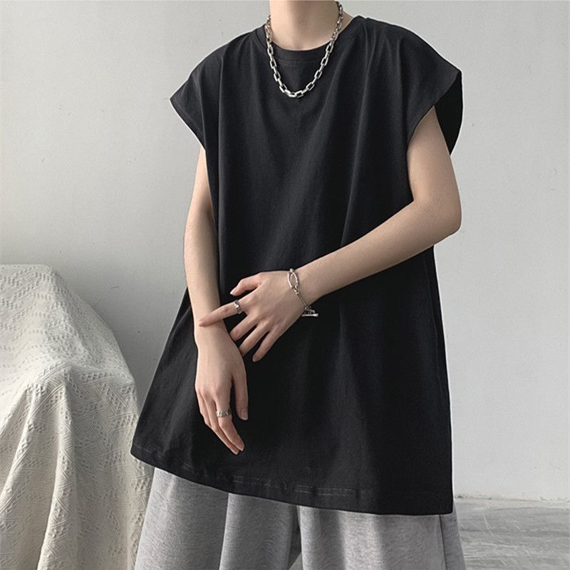 【單件/套裝】寬鬆純色背心無袖T恤+休閒運動短褲兩件套裝