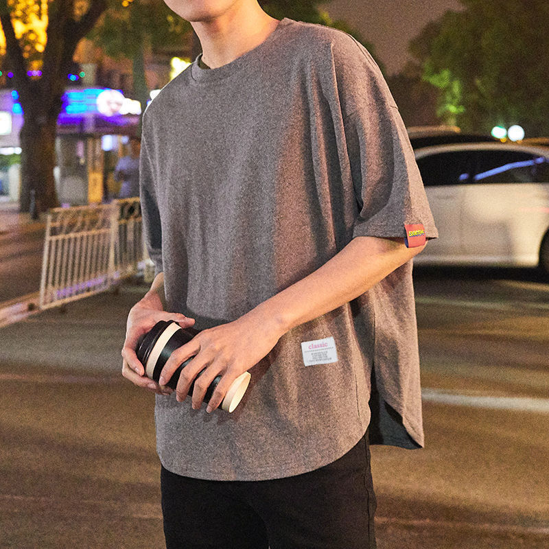 夏季男士短袖寬鬆T恤韓版潮流衣服帥氣男裝學生五分袖男