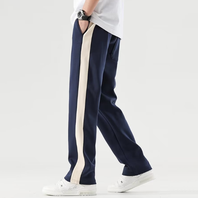 夏季新款休閒褲男日系潮流ins拼色時尚直筒褲學生寬鬆垂感闊腿褲