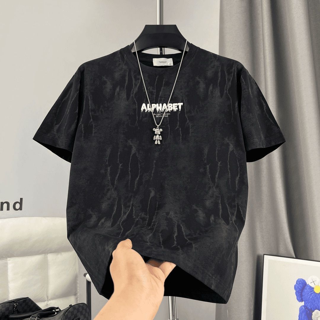 時尚透氣百搭高端扎染涼感休閒質感短袖T恤